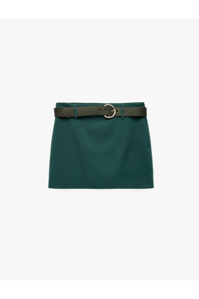 Koton Slim Fit Belted Mini Shorts Skirt