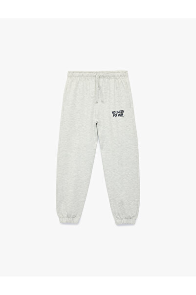 Koton Print Detailed Cotton Oversized Jogger Sweatpants with Elastic Waist