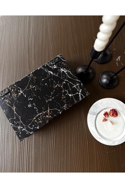 DEKORMED Black Marble Patterned Book Box/Decorative Box