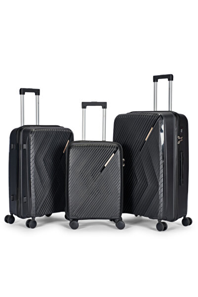 LİMRA A travel luggage set consisting of 3 wheeled suitcases with a sturdy an...