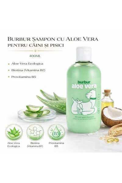Burbur ȘAMPON CU ALOE VERA PREMIUM PENTRU CÂINI ȘI PISICI 400ML
