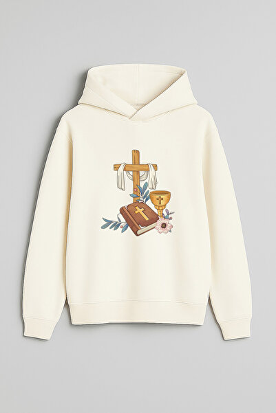 MODA Hamsin Yortusu Pentecost cu imprimeu Ecru Hanorac pentru copii tricou