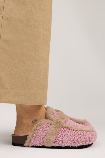 Manijero Pelini Women's Teddy Flat Slippers Pink Slippers