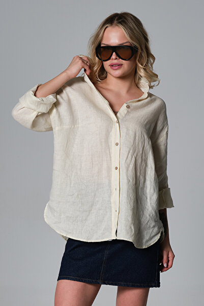 Maule 100% лен, дишаща, не се поти, овална удобна кройка, лятна дамска блуза ...