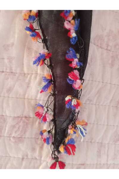 Bircan Hediyelik Cimcime Crochet Scarf with Black Scarf and Headscarf