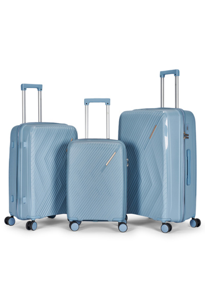 LİMRA A travel luggage set consisting of 3 wheeled suitcases with a sturdy an...