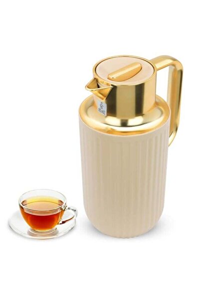 Everest Laura Beige Thermos With Golden Handle, 1.6L