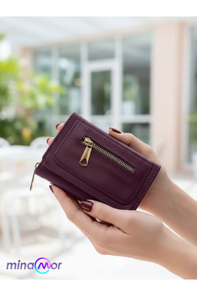 Minamor Γυναικείο πορτοφόλι με φερμουάρ μπροστά