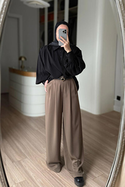 Ka Hijab Pleated Palazzo Pants - Camel