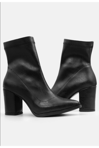 DS AYAKKABI Kadın Sivri Burun Bot Streç Boğazlı Esnek Kadın Topuklu Bot