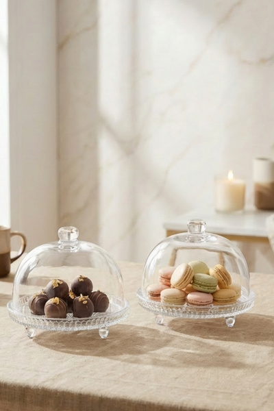 hapeed Mars Model Medium Size Glass Cake Pan and Presentation Container Set of 2