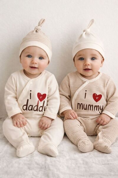 Minisse Unisex I Love Mummy-Daddy Tulum 4lü Set