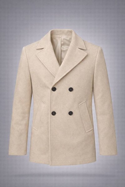 LUMAST Slim Fit Winter Double-Breasted Medium Length Cashmere Coat