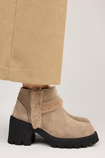 Manijero Zoe Women's Genuine Leather Mink Boots with Fur Detail