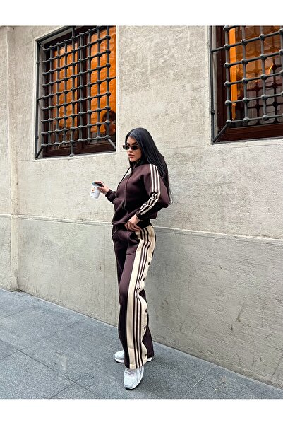 Bak'ap Premium Design Fleece-Lined Stripe Tracksuit Set