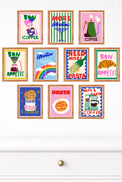 UNT 10'lu Çerçeve Görünümlü Modern Duvar Tablo Seti – 15x20 cm MDF UV Baskı