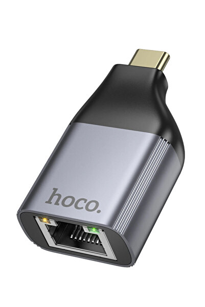 hoco. Ua35 Plug and Play Type-C to Rj45 100Mbps Ethernet Converter - Gray