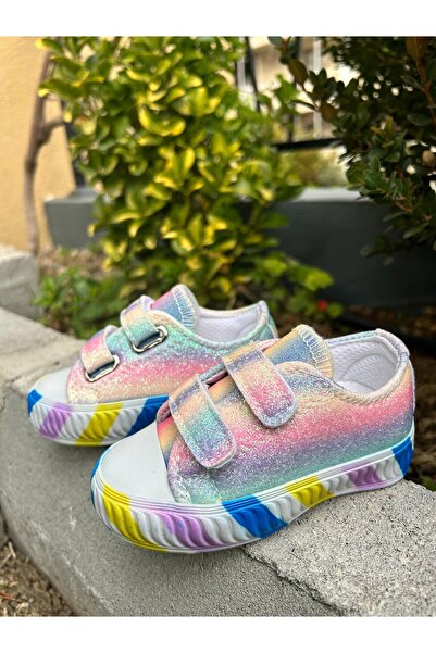 Shiny Rainbow Girls' Shoes – Light and Comfortable Sports Model (sizes 31-35 are unlit )