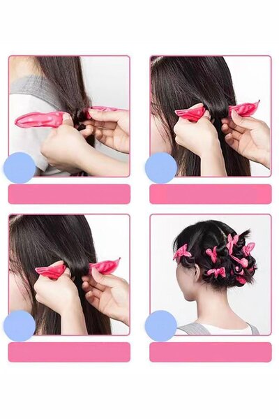 TAKIŞTIR 4'lü Pembe Renk Isısız Saç Şekillendirici Saç Sosisi