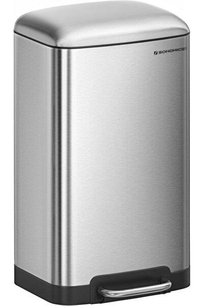 SONGMICS 30L Çelik Pedal Çöp Kovası İç Kovalı Kapaklı Yumuşak Kapanan Hava Ge...