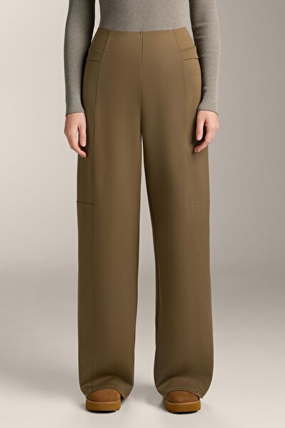Oysho High rise neoprene-effect straight-leg trousers
