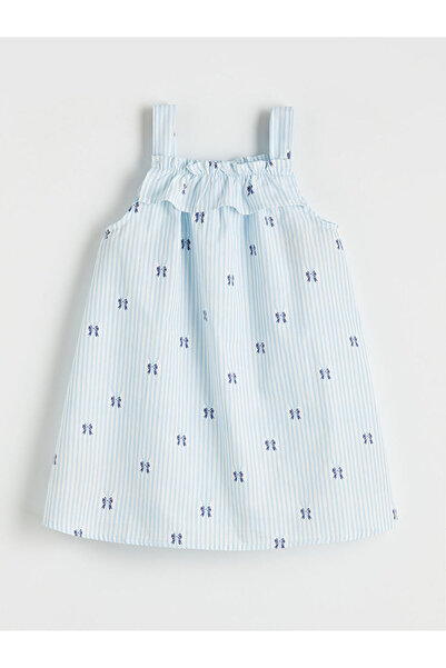 LC Waikiki Rochie albastră cu volane pentru fete poplin