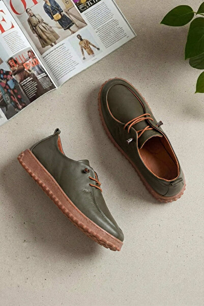 Ayakkabı Fuarı Elit Asscl100 Women's Genuine Leather Casual Shoes Khaki