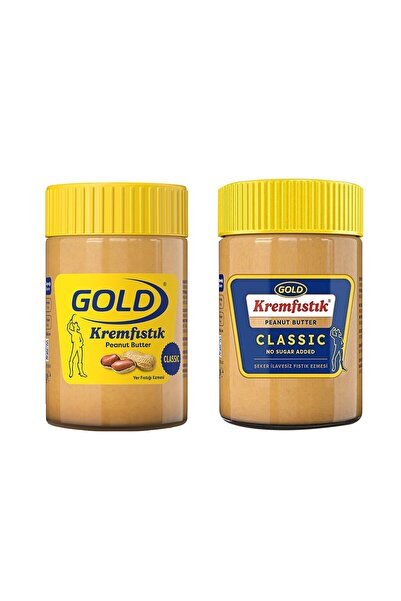 Gold Polmak Fıstık Ezmesi Classic ve Şekersiz 340 gr 2 li Paket