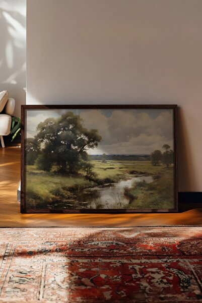 Postifull Tablou vintage, poster cu rama maro, decor de perete vintage