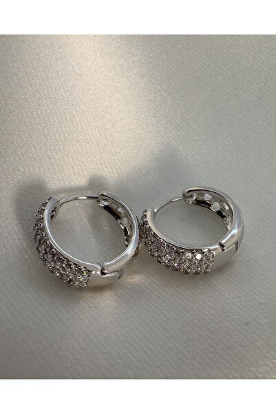 Samu Accessories أقراط فضية مرصعة بالكامل بالأحجار - Silver Dome Pave