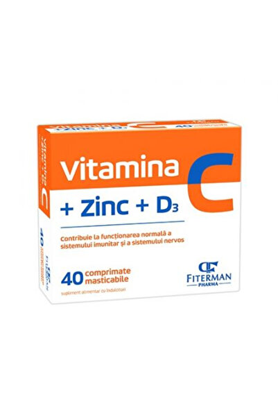 Fiterman Pharma Vitamina C+Zn+D3, 40 comprimate masticabile, Fiterman