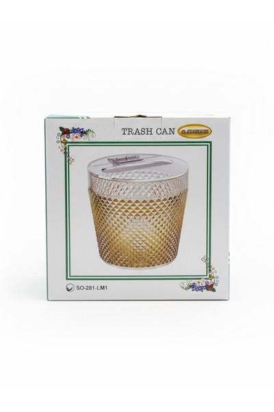 ALKHANBASHI Elegant Acrylic Desktop Trash Can with Lid – 15.03 DIA × 14.8 cm