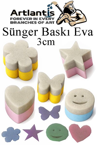 Artlantis Sünger Baskı Seti 5 li 1 Paket Sünger Baskı Eva Şekilli Sünger Boya...