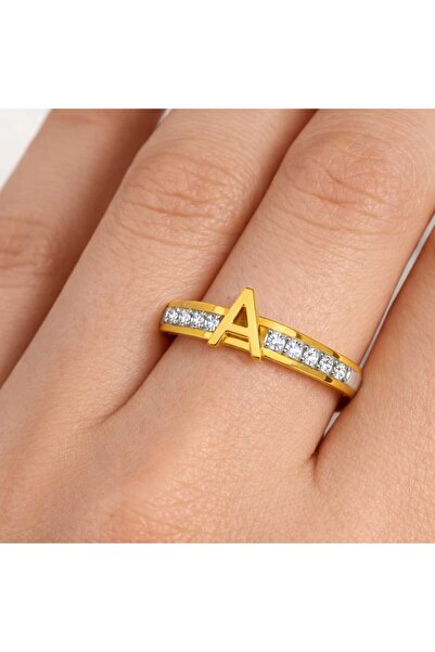 Bittox Women's Letter Ring-Stone Inlaid Gold Color Elegant Luxury Letter Ring...