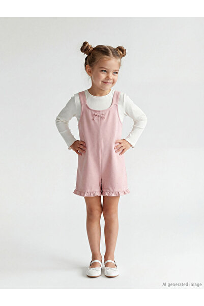 LC Waikiki Rochie salopetă pentru fetițe cu detaliu fundă roz