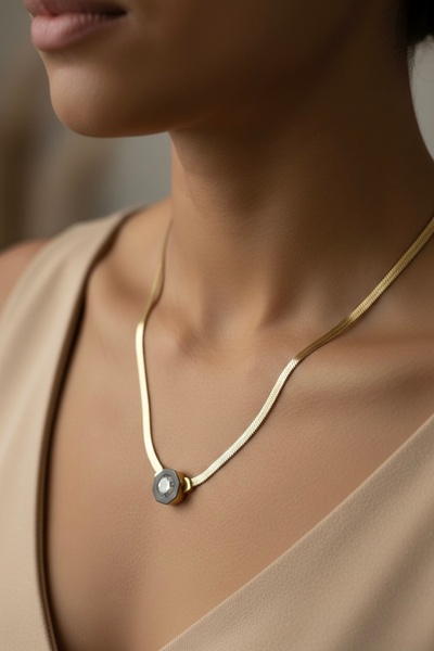 İNN JEWELLERY 316L Steel Necklace Tarnish-Free Antiallergic Serenay Figured (...