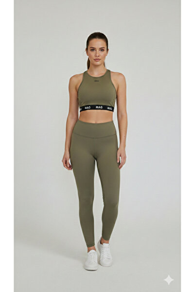 MAG Bustieră sportivă verde kaki pentru femei