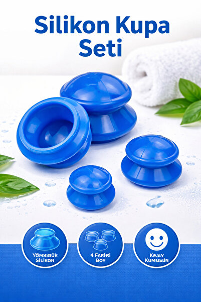TeknoEser Silikon Kupa Seti 4’lü – Vakumlu Masaj Kupası, Yumuşak Silikon Haca...