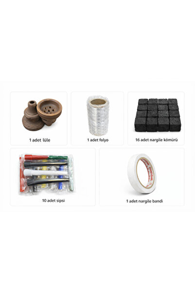 puffstore Nargile Aksesuar Seti – Lüle, Folyo, Kömür, Sipsi ve Nargile Bandı