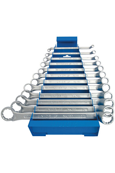 Unior Set of double-ended ring wrenches with metal holder 12 PIECES