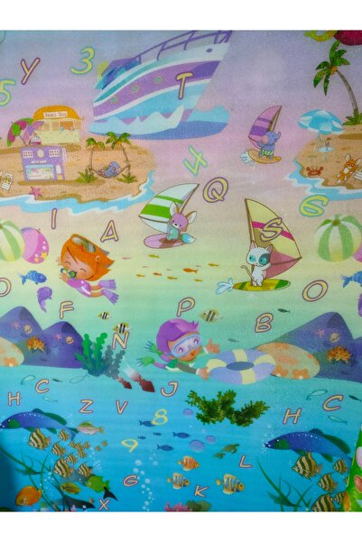 ABAS Covoraș spuma poliuretanica pentru copii cu pești 180x200x1 cm