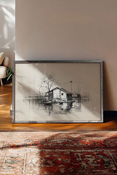 Postifull Tablou vintage, poster cu rama argintie, decor de perete vintage