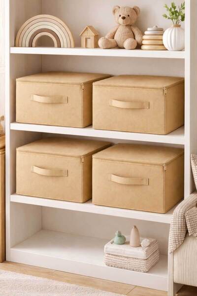 PH Prendi Home Set de 4 cutii organizatoare multifuncționale bej pentru sub p...