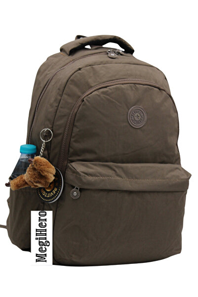 MegiHero 2200 Water Resistant Fabric School Bag Unisex School Backpack Brown