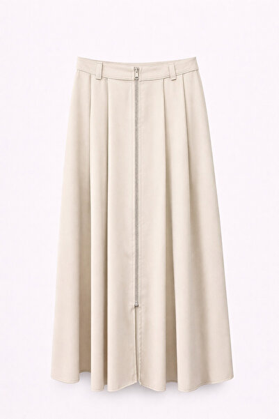 Mixray 4804 Fusta plisată cu fermoar pentru femei Stone