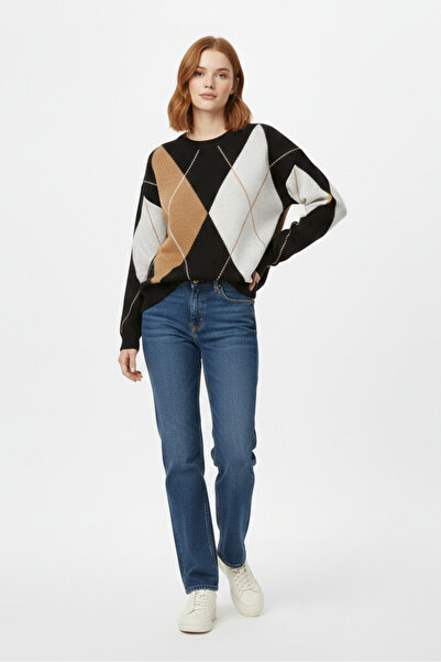 ilmek 25027 Kadın Baklava Desen Kazak Taba