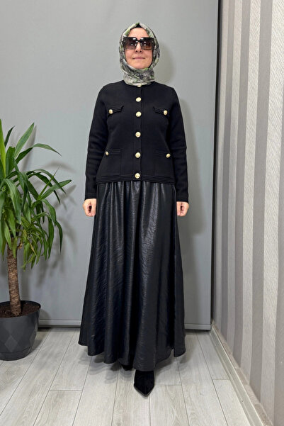 Ghisa Button Detailed Short Cardigan Black 26Kobhrk3078