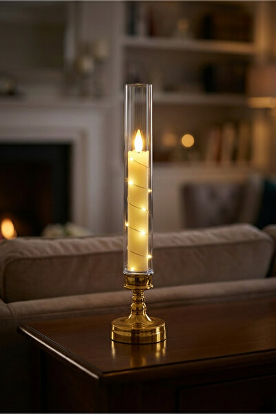 LUMINZO Lumoxi 1 Adet Peri Led Işıklı Mum Görünümlü Pilli Şamdan Dekoratif Ay...