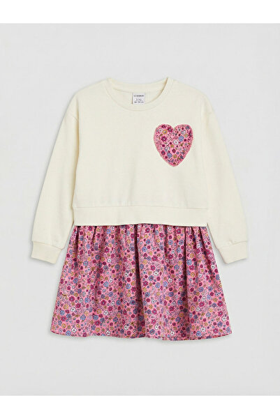 LC Waikiki Rochie pentru fetiță cu flori ecru