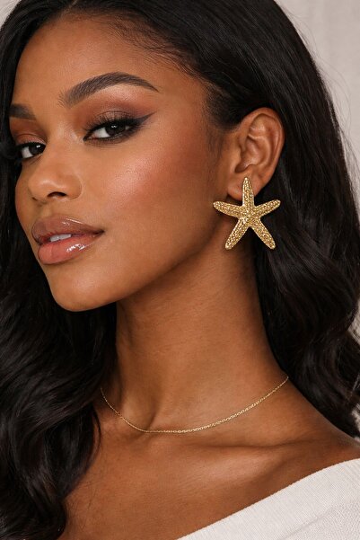 Be Best أقراط نجم البحر باللون الذهبي للنساء BE357